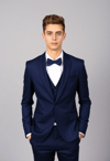 Stylish Young Man in a Navy Blue Suit