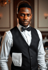 Dapper Waiter Serving with Finesse