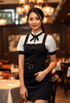 Elegant Waitress in Classic Uniform