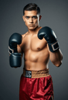 Powerful Male Boxer in Classic Fighting Stance