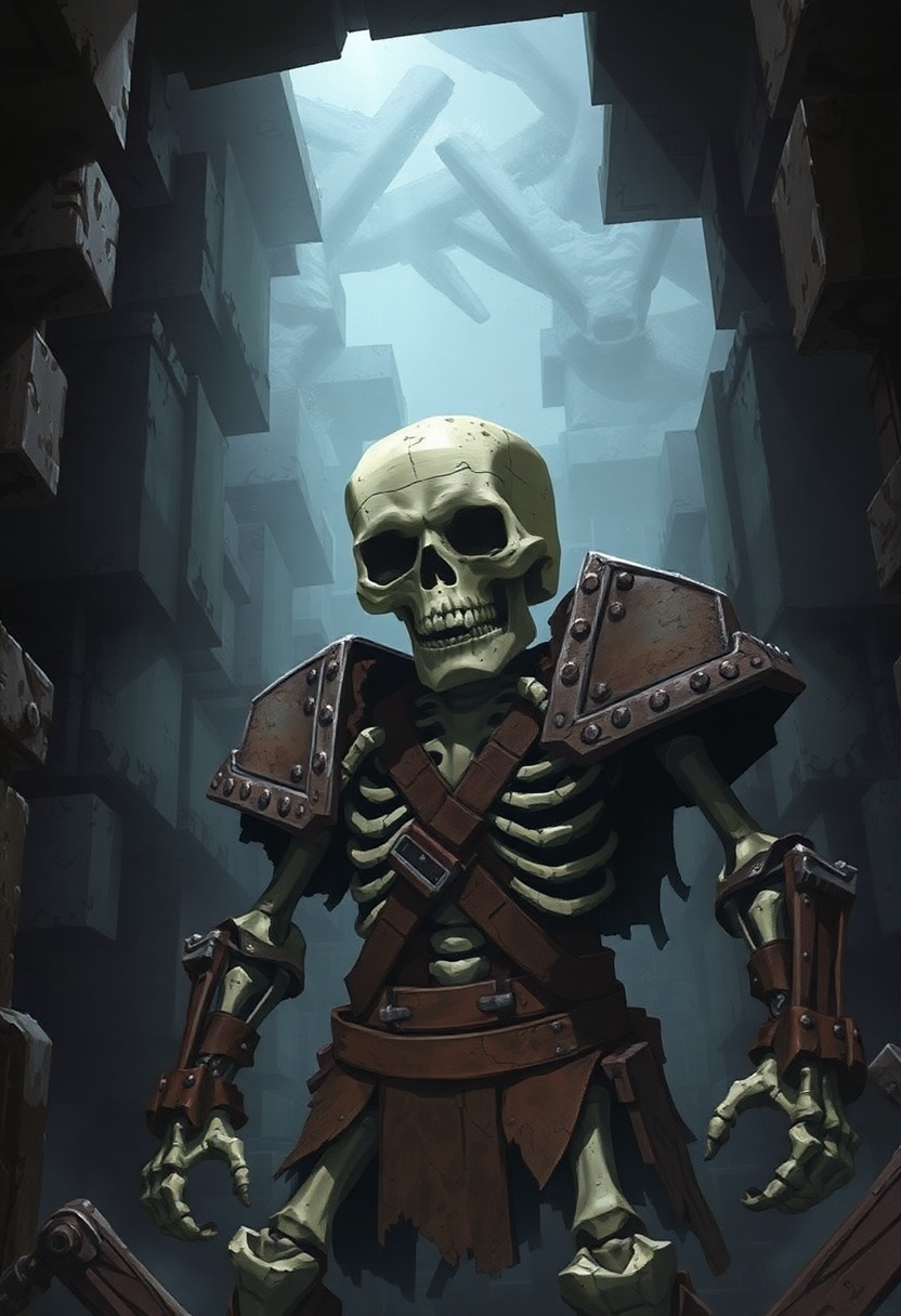 Zombie Skeleton in a Minecraft Dungeon