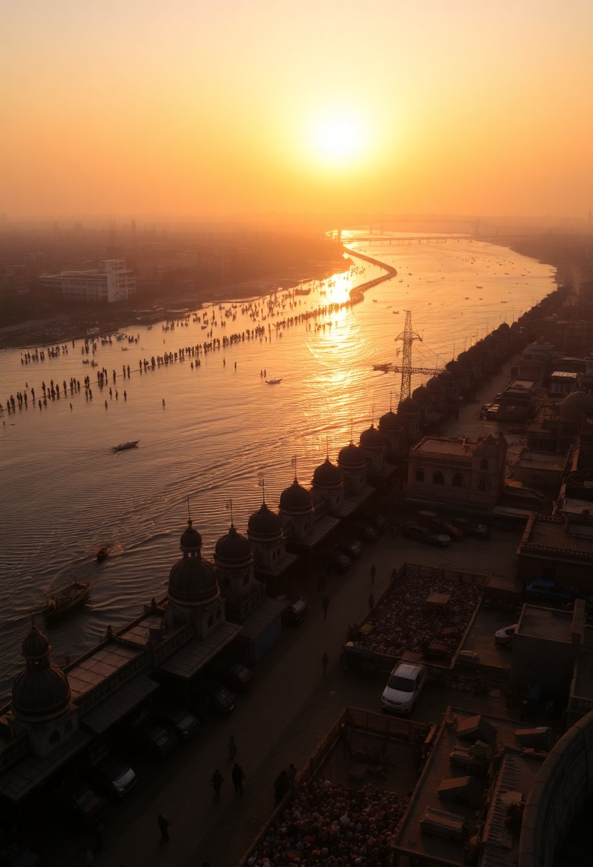Sunset on the Ganges River in Varanasi