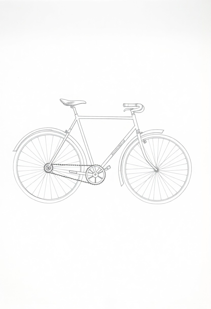 Rustic Bicycle Pencil Sketch with Gentle Shading