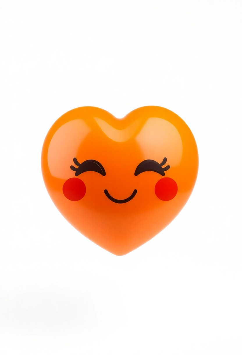 3D Blushing Heart Emoji with Eyes