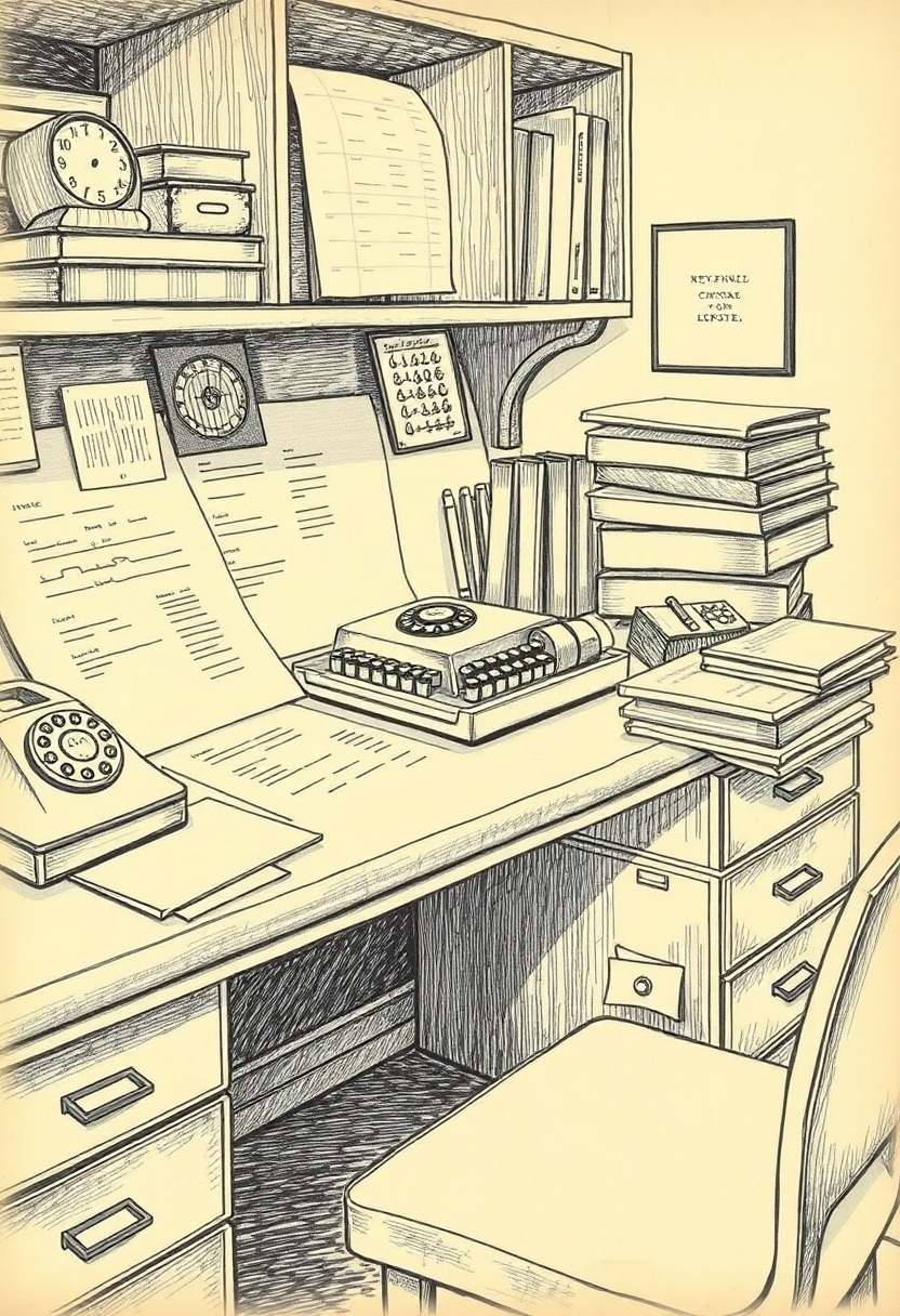Vintage Office Supplies: A Desk of the Past