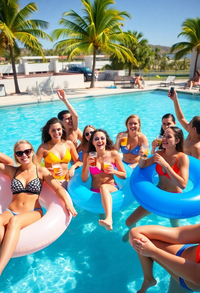 Poolside Paradise: College Revelers' Spring Break Retreat