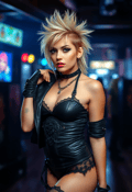 Empowered Punk Diva in Leather and Lace