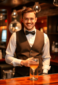 Charming Barman in Elegant Bow Tie
