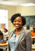 Dynamic Female Teacher Enthusing Students