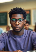 Classic Male Nerd with a Pen Behind the Ear