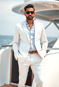 Confident Executive in White by His Vessel