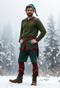 Dapper Elf Figure in a Crystal Snowscape