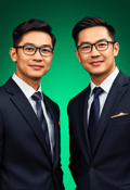 Mirror Image: Male Twins in Business Suits