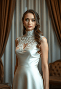 Victorian Elegance in Ivory Satin