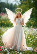 Seraphic Beauty Amidst Flora