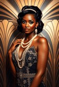 Glamorous Lady in Pearl-Encrusted Flapper Fashion