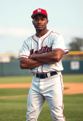 Confident African-American Shortstop Ready for Play