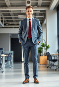 Dynamic Full Body Portrait of Young Male Entrepreneur