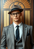 Stylish 1920s Man in Flapper Fashion Extravaganza