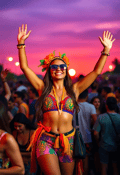 Electric Vibes at Dusk: The Free-Spirited Enthusiast