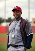 Diverse Baseball Coach Strategizing on the Field