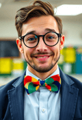 Whimsical Male Nerd with a Bow Tie
