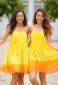 Playful Parallels: Female Twins in Summer Dresses