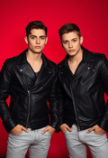 Edgy Twin Brothers in Black Leather Jackets
