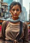 Portrait of Hope in a Gritty Urban Landscape