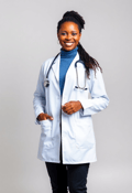 Dynamic African American Female Doctor in Lab Coat