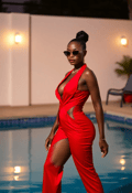 Chic and Confident Lady in Red
