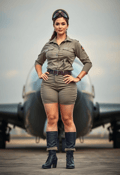 Trailblazing Female Pilot Standing Tall