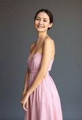Elegant Skinny Woman in Soft Pink