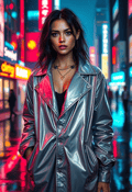 Cyberpunk Vixen: Neon Rain Dancer