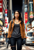 Resilient Woman Navigating an Urban World