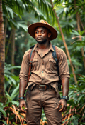 Stalwart Explorer Amidst Verdant Jungle