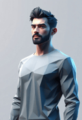 Refined Edge: Low Poly Man in Focus