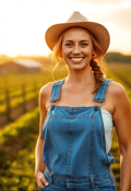 Joyful Female Farmer in Sunlit Field