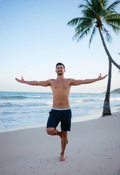 Relaxing Seaside Yoga under Palm Trees