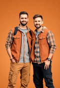 Strength in Sync: Male Twins in Casual Outdoor Wear