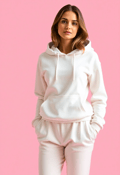 Effortless Elegance: Woman in White Hoodie