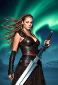 Fierce Warrior Under Auroras