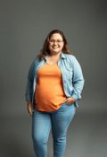 Radiant Charisma: Obese Woman's Studio Portrait