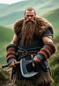 Battle-Ready Norseman Amidst Rolling Hills