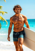 Fit and Fun Beach Day with Surfboard
