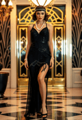 Alluring Flapper Dancer in Glittering Attire
