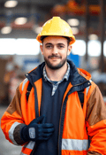 Determined Male Worker in Full Safety Gear