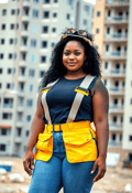 Charming Woman Builder with Yellow Tool Belt