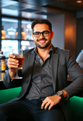 Chic Vibez: Man with a Cocktail in Hand