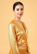 Golden Glamour: A Woman's Studio Portrait